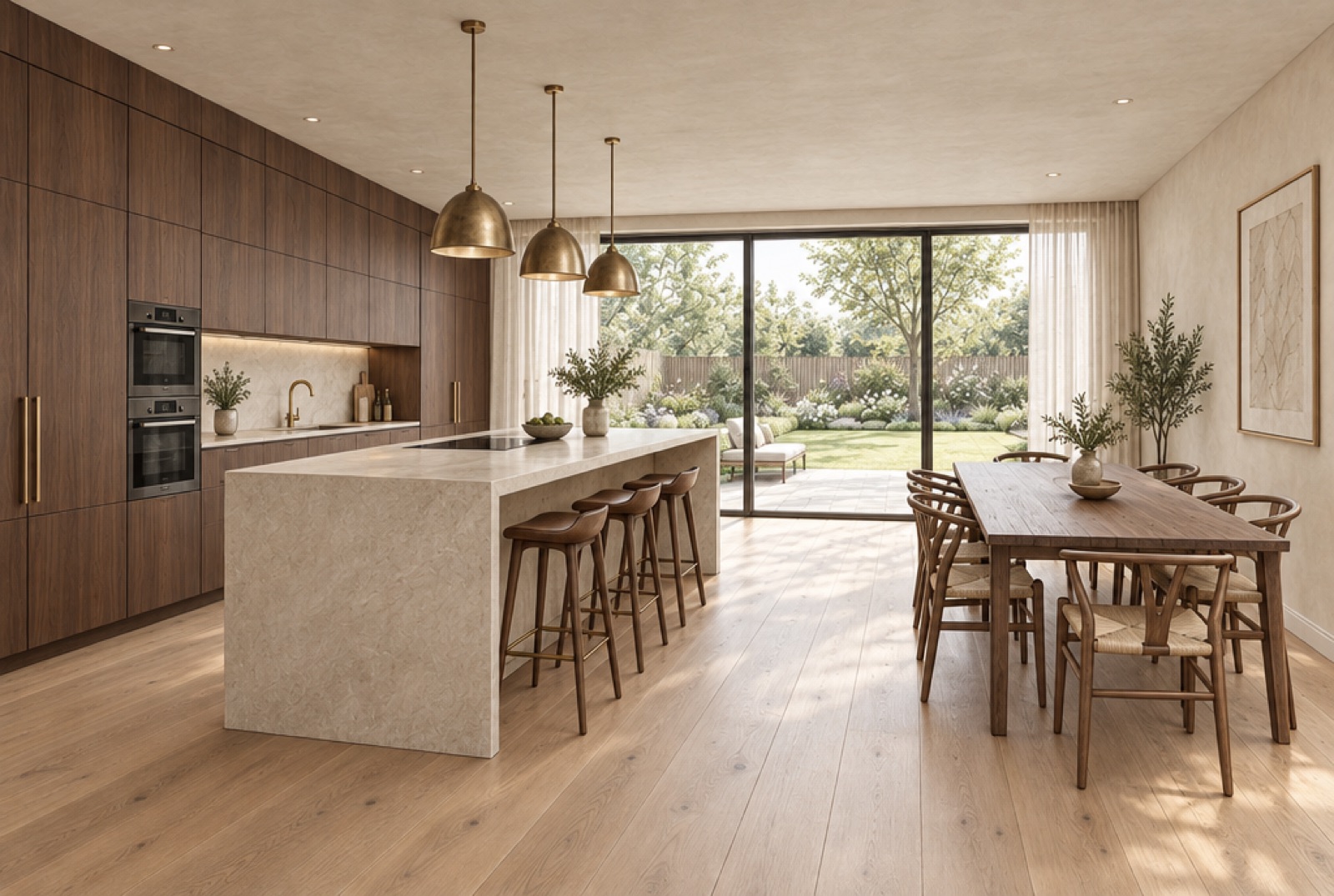 An oak and walnut kitchen